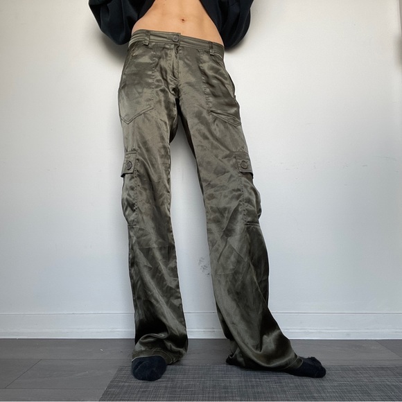 Atomic kitty y2k dark green shiny cargo pants - Picture 4 of 4